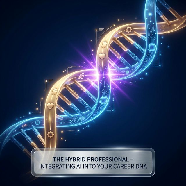 Career DNA helix gold human and blue AI